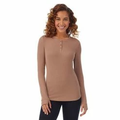 Women's Cuddl Duds® Softwear With Stretch Ribbed Long Sleeve Henley Top Black -Cuddl Duds Shop unnamed file 458