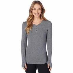 Women's Cuddl Duds® Softwear With Stretch Ribbed Long Sleeve Henley Top Black -Cuddl Duds Shop unnamed file 459