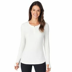 Women's Cuddl Duds® Softwear With Stretch Ribbed Long Sleeve Henley Top Black -Cuddl Duds Shop unnamed file 461