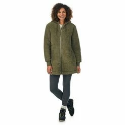 Women's Cuddl Duds Cozy Sherpa Hooded Anorak Jacket Sage
