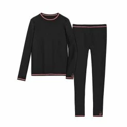 Cuddl Duds Girls 7-16 Comfortech Stretch 2-Piece Base Layer Set Black