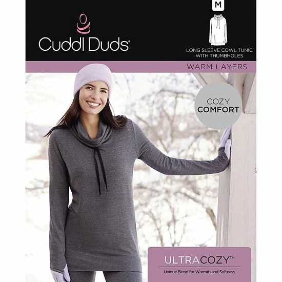 Women's Cuddl Duds® Ultra Cozy Long Sleeve Cowlneck Tunic Top Cloud Blue Heather 5 Women's Cuddl Duds® Ultra Cozy Long Sleeve Cowlneck Tunic Top Cloud Blue Heather - Image 5
