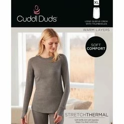 Women's Cuddl Duds® Long Sleeve Crewneck Stretch Thermal Top Seagrass Fairisle -Cuddl Duds Shop unnamed file 586