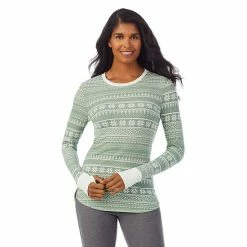 Women's Cuddl Duds® Long Sleeve Crewneck Stretch Thermal Top Seagrass Fairisle -Cuddl Duds Shop unnamed file 588