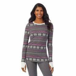 Women's Cuddl Duds® Long Sleeve Crewneck Stretch Thermal Top Seagrass Fairisle -Cuddl Duds Shop unnamed file 592