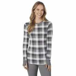 Women's Cuddl Duds® Long Sleeve Crewneck Stretch Thermal Top Seagrass Fairisle -Cuddl Duds Shop unnamed file 595