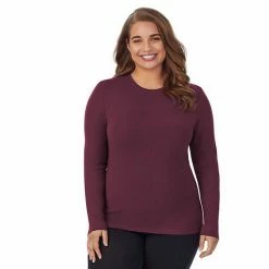 Plus Size Cuddl Duds® Softwear With Stretch Long Sleeve Crewneck Top Dress Blues -Cuddl Duds Shop unnamed file 612