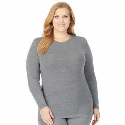 Plus Size Cuddl Duds® Softwear With Stretch Long Sleeve Crewneck Top Dress Blues -Cuddl Duds Shop unnamed file 614