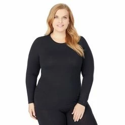 Plus Size Cuddl Duds® Softwear With Stretch Long Sleeve Crewneck Top Dress Blues -Cuddl Duds Shop unnamed file 615