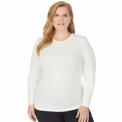 Plus Size Cuddl Duds® Softwear With Stretch Long Sleeve Crewneck Top Dress Blues -Cuddl Duds Shop unnamed file 616