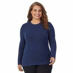 Plus Size Cuddl Duds® Softwear With Stretch Long Sleeve Crewneck Top Dress Blues -Cuddl Duds Shop unnamed file 617