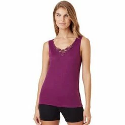 Cuddl Duds® SofTech Venice Lace-Trim Tank - Women's Wine -Cuddl Duds Shop unnamed file 639
