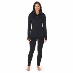 Women's Cuddl Duds® Fleecewear With Stretch Mock Henley Long Sleeve Top With Sherpa Amber Animal -Cuddl Duds Shop unnamed file 758