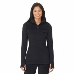 Women's Cuddl Duds® Fleecewear With Stretch Mock Henley Long Sleeve Top With Sherpa Amber Animal -Cuddl Duds Shop unnamed file 759