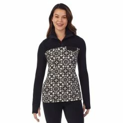 Women's Cuddl Duds® Fleecewear With Stretch Mock Henley Long Sleeve Top With Sherpa Amber Animal -Cuddl Duds Shop unnamed file 760
