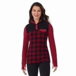Women's Cuddl Duds® Fleecewear With Stretch Mock Henley Long Sleeve Top With Sherpa Amber Animal -Cuddl Duds Shop unnamed file 762