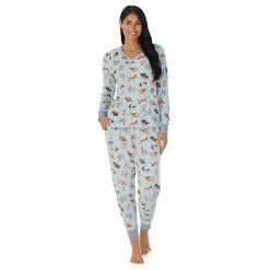 Petite Cuddl Duds® Velour Fleece V-Neck Pajama Top And Banded Bottom Pajama Pants Sleep Set Mint Dogs -Cuddl Duds Shop unnamed file 825
