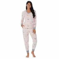 Petite Cuddl Duds® Velour Fleece V-Neck Pajama Top And Banded Bottom Pajama Pants Sleep Set Mint Dogs -Cuddl Duds Shop unnamed file 829