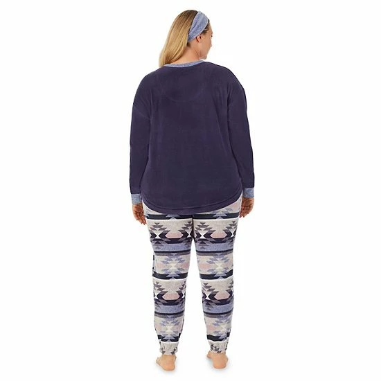 Plus Size Cuddl Duds 3-pc. Stretch Fleece Long Sleeve Pajama Top, Pajama Pants & Headband Set Pink Gray Plaid 2 Plus Size Cuddl Duds 3-pc. Stretch Fleece Long Sleeve Pajama Top, Pajama Pants & Headband Set Pink Gray Plaid - Image 2