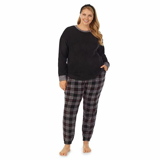Plus Size Cuddl Duds 3-pc. Stretch Fleece Long Sleeve Pajama Top, Pajama Pants & Headband Set Pink Gray Plaid 6 Plus Size Cuddl Duds 3-pc. Stretch Fleece Long Sleeve Pajama Top, Pajama Pants & Headband Set Pink Gray Plaid - Image 6