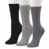 Women's Cuddl Duds® 3-Pack Plushfill* Midweight Birdseye & Ribbed Crew Socks Black