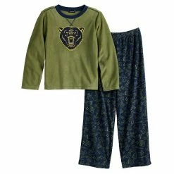 Boys 6-16 Cuddl Duds Top & Bottoms Fleece Top & Bottoms Pajama Set Green Bear -Cuddl Duds Shop unnamed file 948